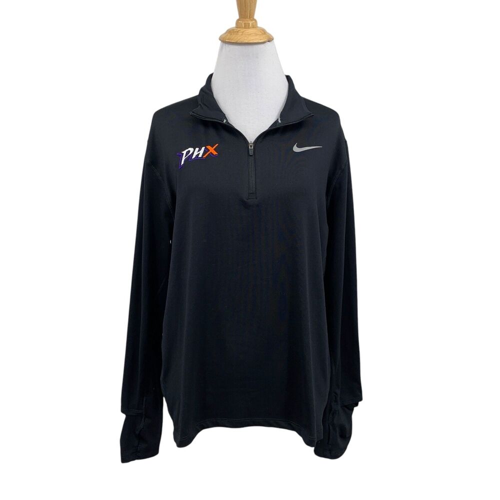 Nike Top Womens L Large Black Dri Fit Element 1/2 Zip Running Phoenix Suns NBA